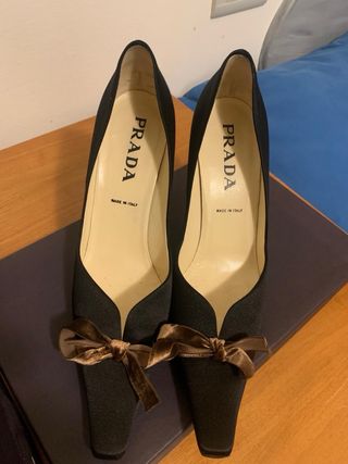 Scarpe Prada Tacco Nero con Fiocco