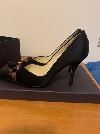 Scarpe Prada Tacco Nero con Fiocco