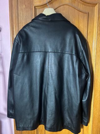 Cazadora vintage cuero 100% negra