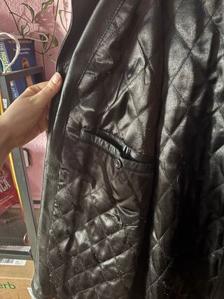 Cazadora vintage cuero 100% negra