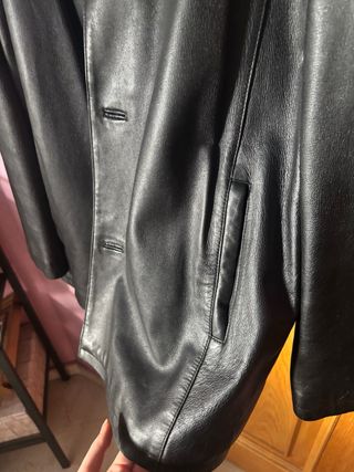 Cazadora vintage cuero 100% negra