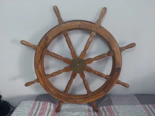 Rueda de timón de madera náutica