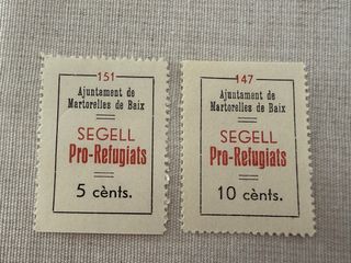 2 Sellos Martorelles de Baix Pro-Refugiats Guerra