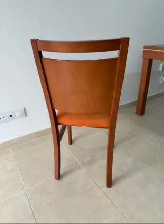 4 Sillas Madera Maciza Tapizadas Naranja