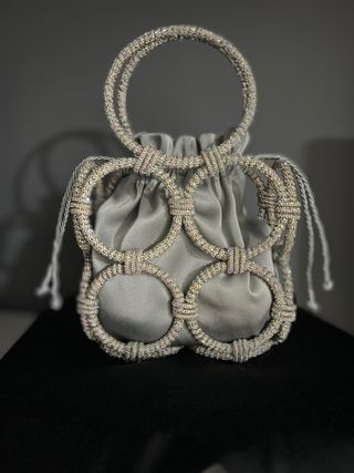 Bolso Joya Strass Artesanal Plata