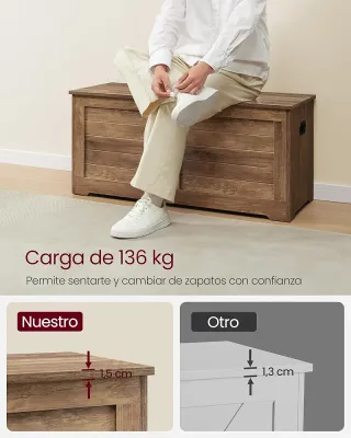 Banco Almacenaje Zapatero 100 cm Marrón Miel VASAGLE LSB061K01