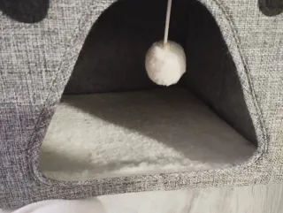 Casita Cama Rascador Gato Gris