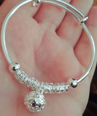 Pulsera fina plata ley ajustable. Silver 925.