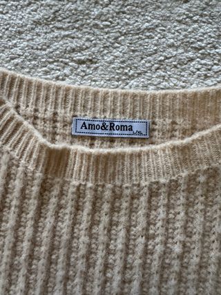 Camisola de malha bege canelada tamanho L/XL