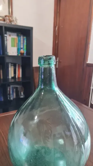 Damajuana vidrio verde soplado vintage