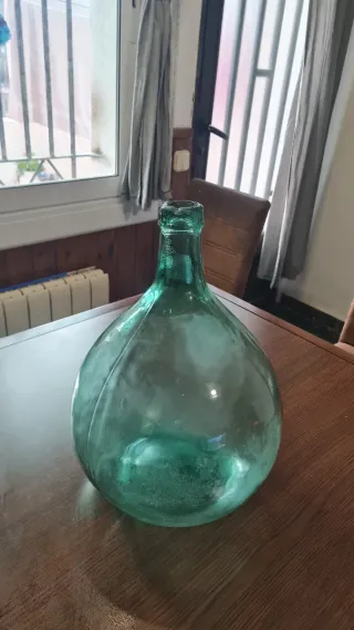 Damajuana vidrio verde soplado vintage