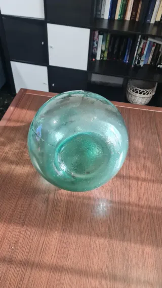 Damajuana vidrio verde soplado vintage