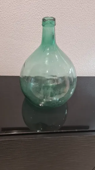 Damajuana vidrio verde soplado vintage
