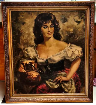 Cuadro antiguo con marco dorado