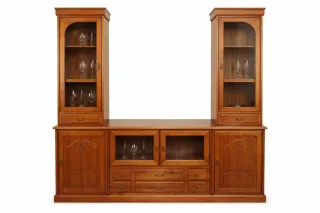 Mueble de salón madera con vitrina