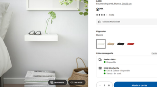 3x Estante LACK IKEA blanco 30x26