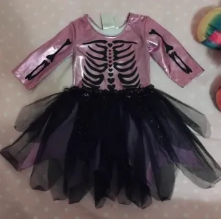 Disfraz esqueleto morado tul niña Talla 2