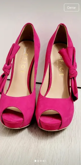 Zapatos Ante Rosa Tacón Nuevos 38