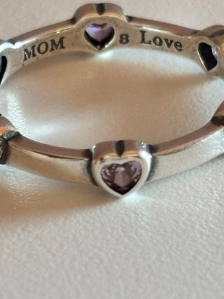 Anillo Plata Corazones Rosa