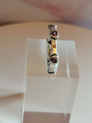 Anillo Plata Corazones Rosa