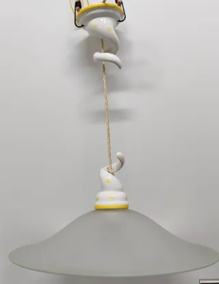 Lampadario in ceramica e vetro