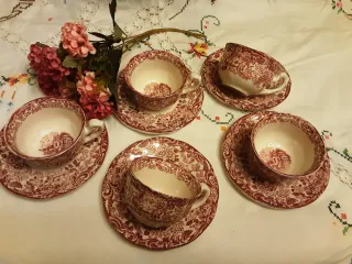 Juego 5 Tazas con plato Cartuja Sevilla Antiguo