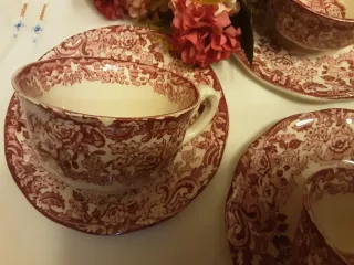 Juego 5 Tazas con plato Cartuja Sevilla Antiguo