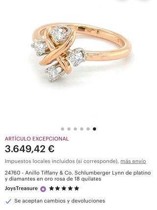 Anillo Tiffany & Co. Oro, platino y Diamantes