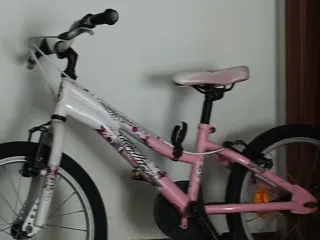 Bicicleta infantil rosa y blanca