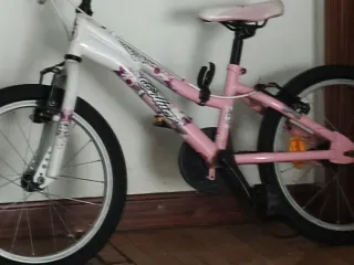 Bicicleta infantil rosa y blanca