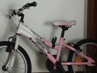 Bicicleta infantil rosa y blanca
