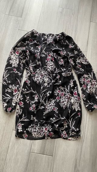 Vestito Guess Floreale Nero Manica Lunga