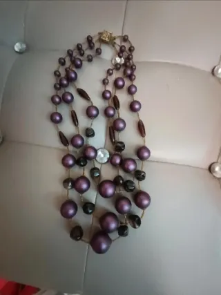 Collana vintage 3 fili perle e ametiste