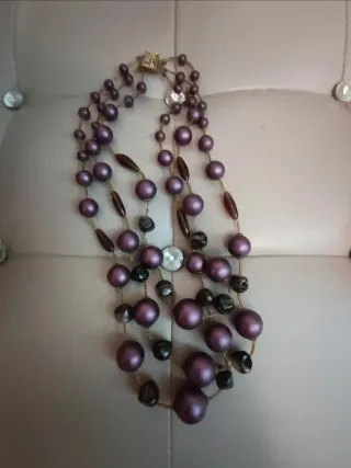 Collana vintage 3 fili perle e ametiste
