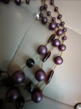 Collana vintage 3 fili perle e ametiste