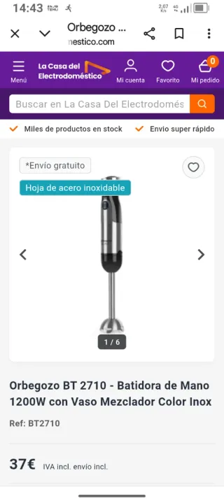 Brazo batidora Orbegozo Gran Cheff