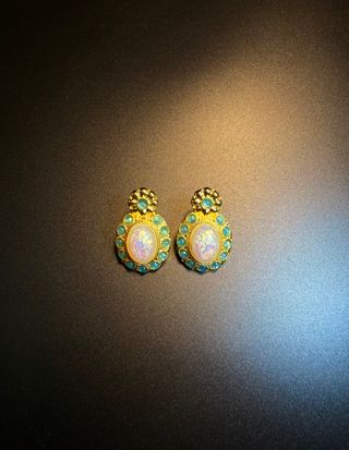 Pendientes vintage ópalo caprichosos oro multicolo