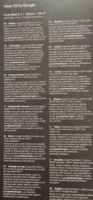 Google Pixel Watch 3 45mm Wi-Fi Negro
