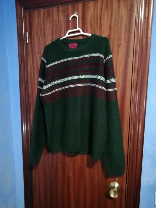 Jersey de punto verde rayas L