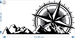 Pegatina Brújula y Montaña