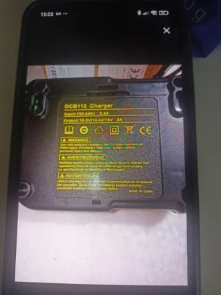 Cargador Batería DCB112 Li-Ion 10.8V-18V