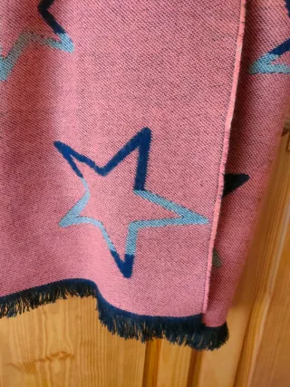 Bufanda lana rayas estrellas naranja/negro/tostado