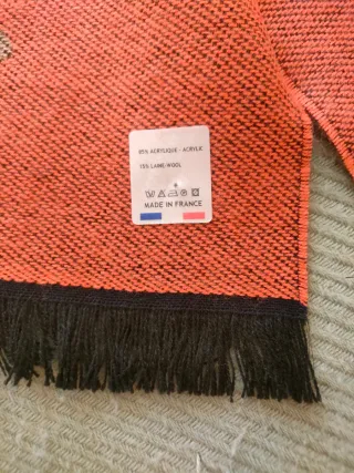 Bufanda lana rayas estrellas naranja/negro/tostado