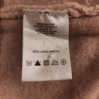 100% Lana Jersey Hombre Talla XL Beige V-neck