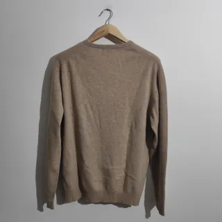 100% Lana Jersey Hombre Talla XL Beige V-neck