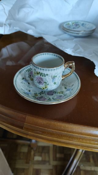 11 Tazas y 12 Platos Porcelana Flores