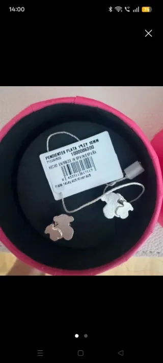 Pendientes Tous Plata 18 Ley 925. NUEVOS