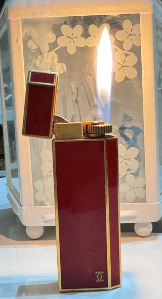 Accendino Cartier Vintage Oro e Laccato Rosso Anni '40