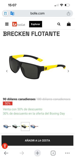 Gafas de sol Bolle negras y patillas amarillas