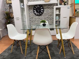 Mesa Comedor Cristal Nórdica 120cm + 4 Sillas
